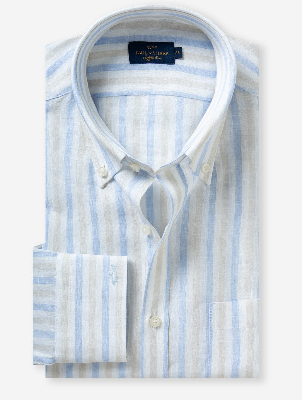 Soffio Linen Stripe Shirt Beige