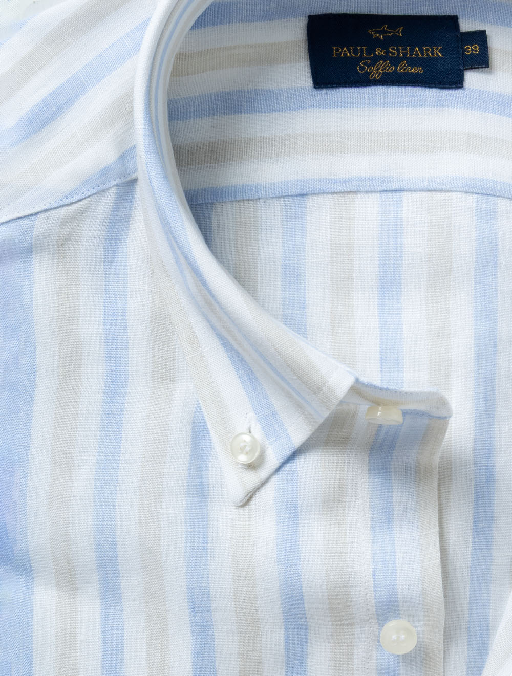 Soffio Linen Stripe Shirt Beige