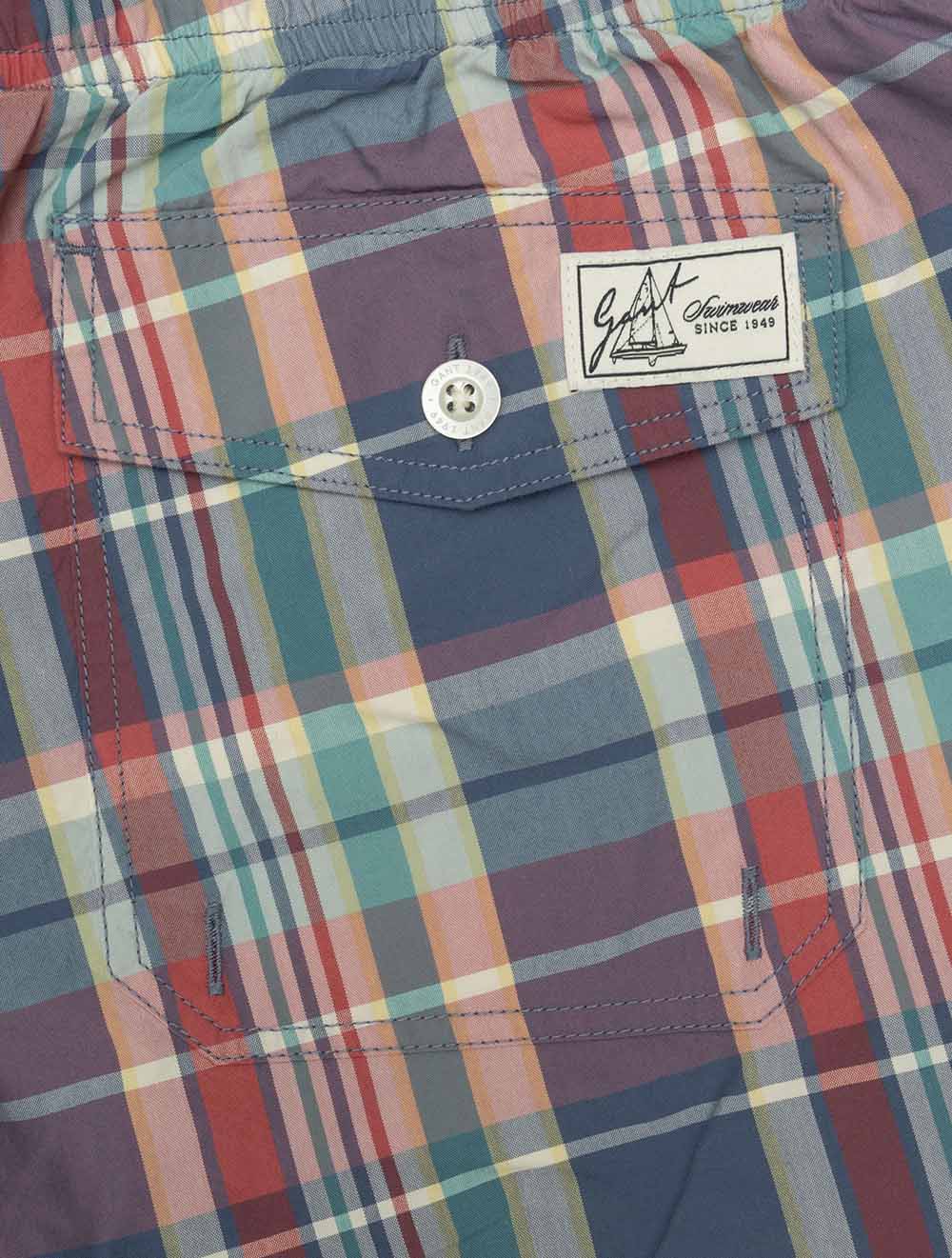 Madras Check Swim Shorts Rose Red