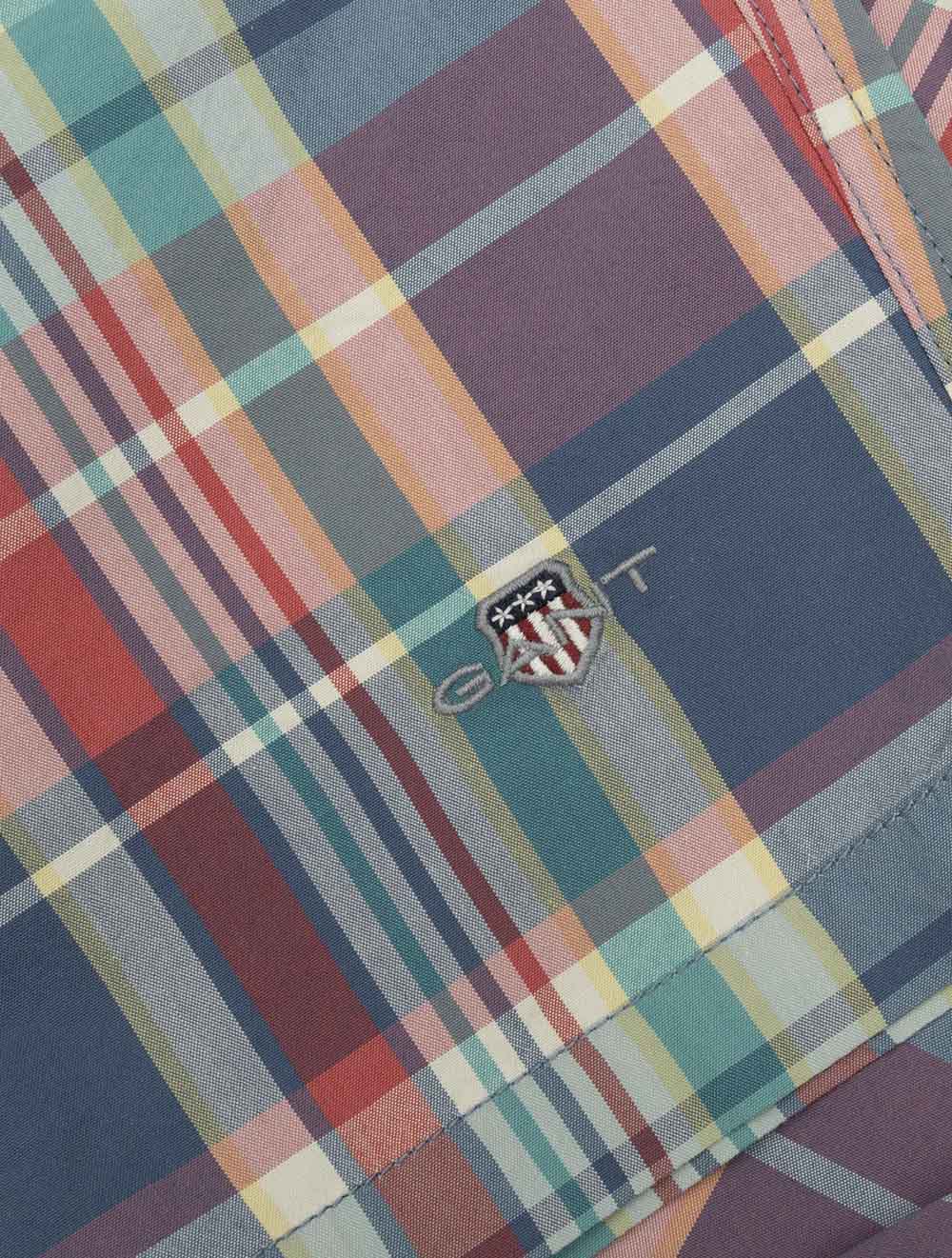 Madras Check Swim Shorts Rose Red