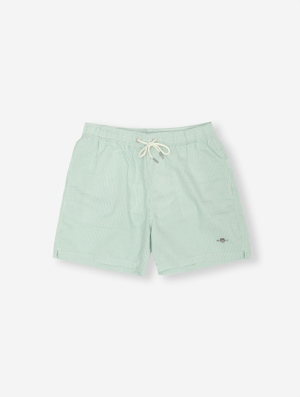 Striped Seersucker Swim Shorts Muted Turquoise