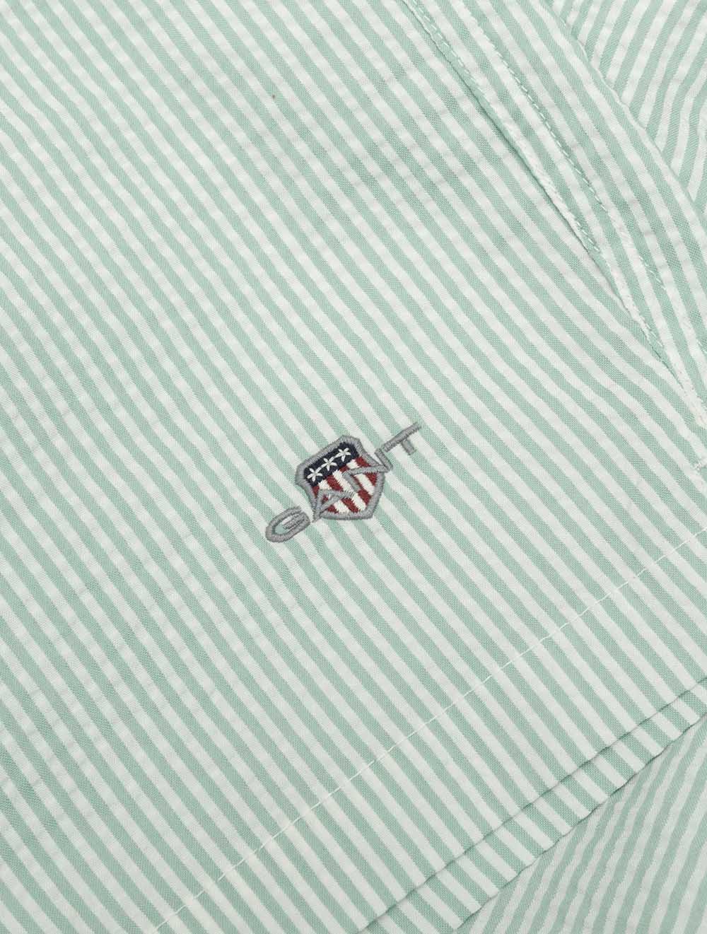 Striped Seersucker Swim Shorts Muted Turquoise