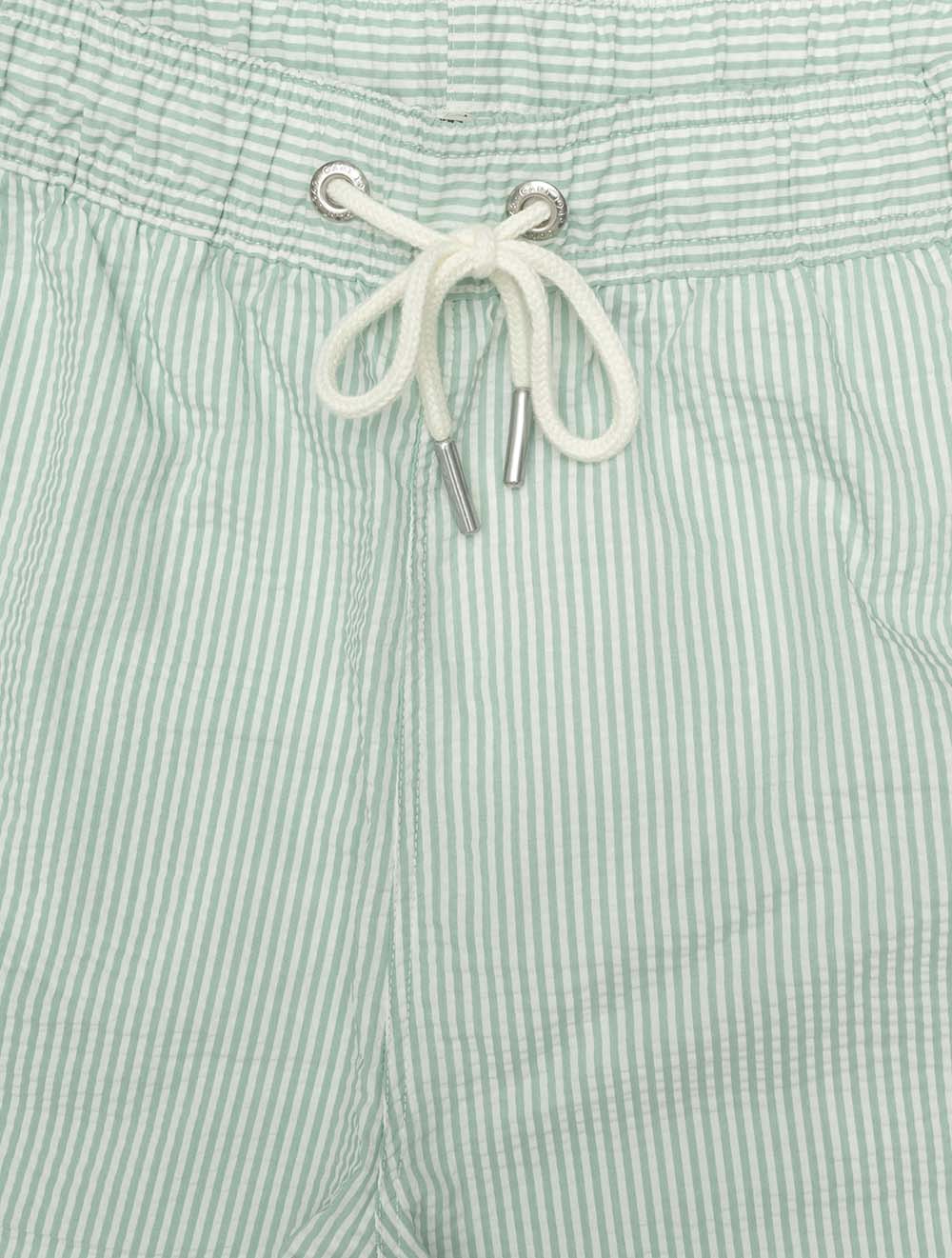 Striped Seersucker Swim Shorts Muted Turquoise