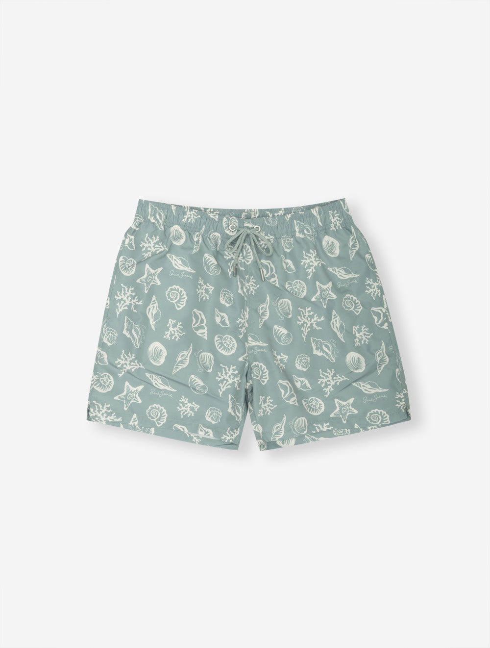 Seashells Print Swim Shorts Ceramic Grey