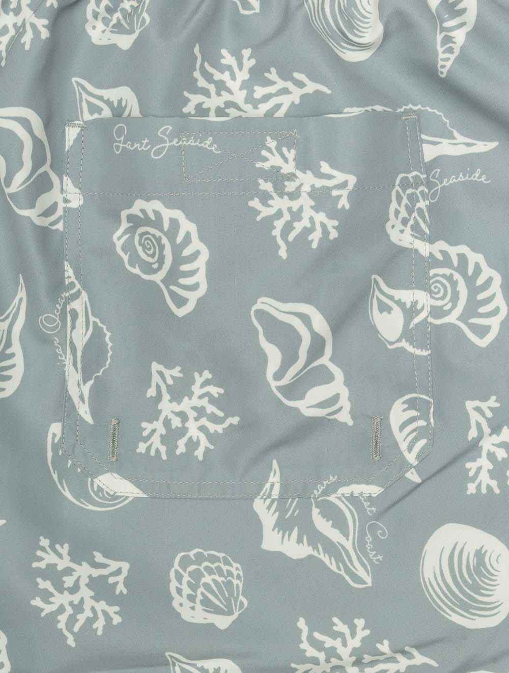 Seashells Print Swim Shorts Ceramic Grey