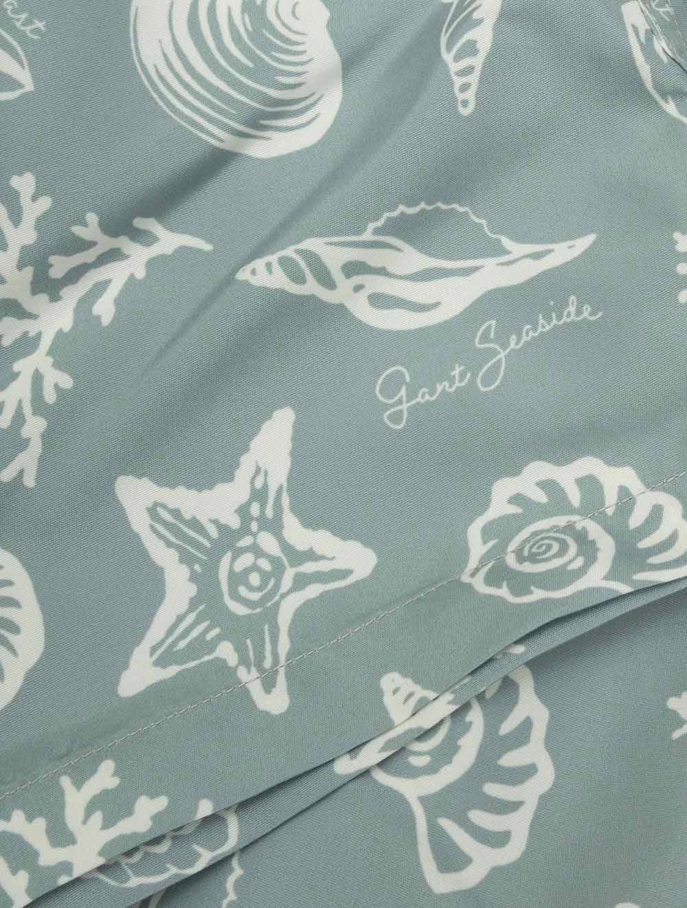 Seashells Print Swim Shorts Ceramic Grey