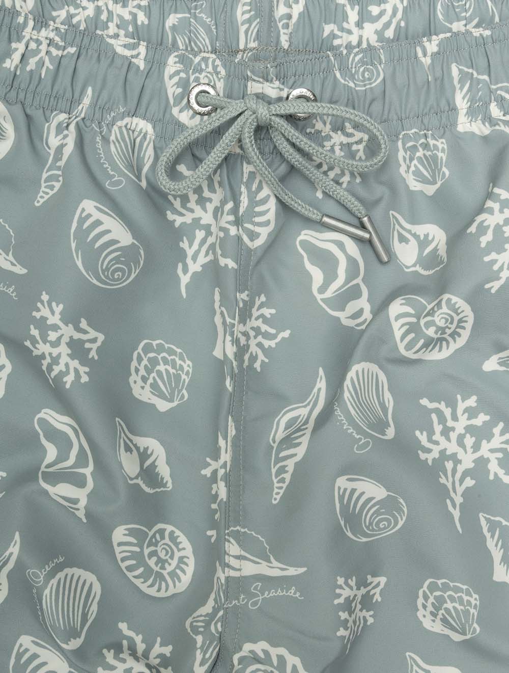 Seashells Print Swim Shorts Ceramic Grey