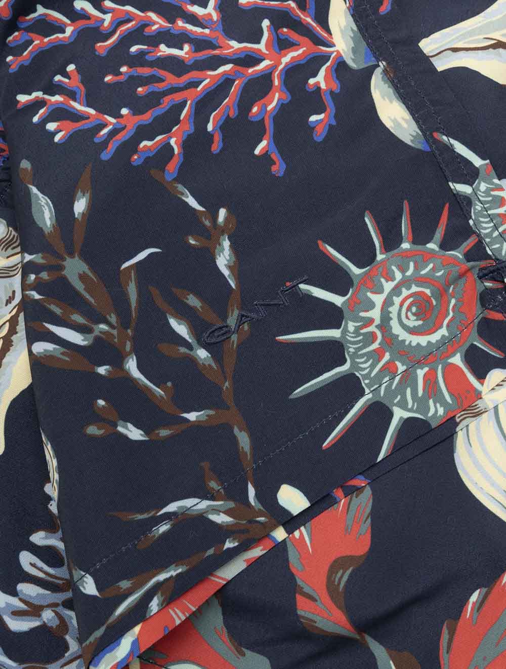 Seaweed Print Swim Shorts Classic Blue