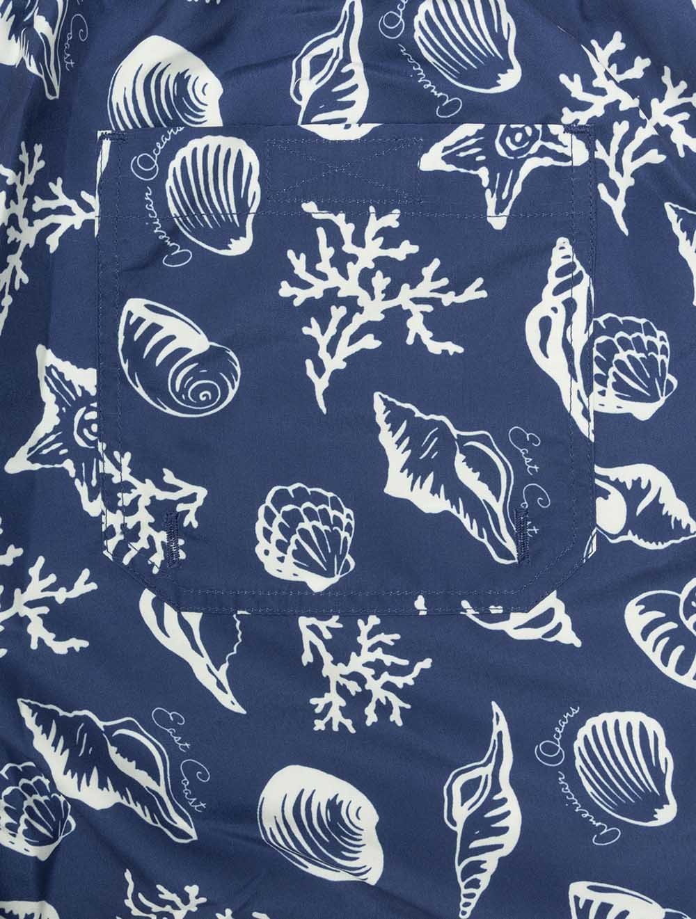 Seashells Print Swim Shorts Rich Navy
