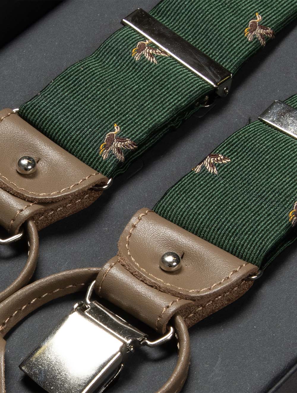 Silk Braces Clips And Buttons Green Duck