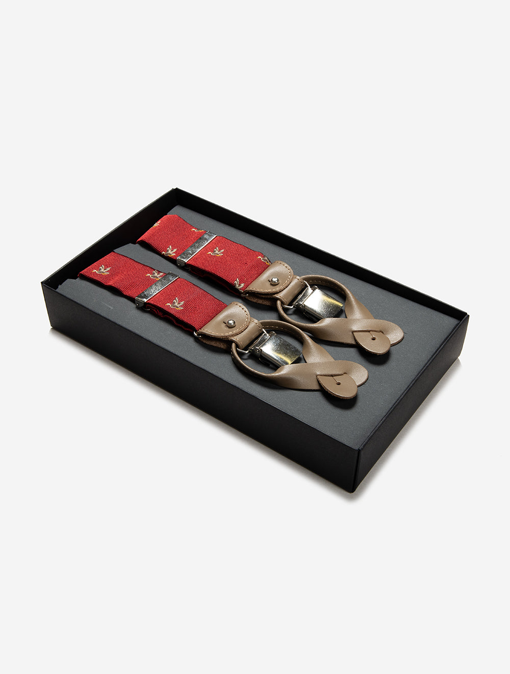 Hosenträgerclips aus Seide und Butt-Red Duck