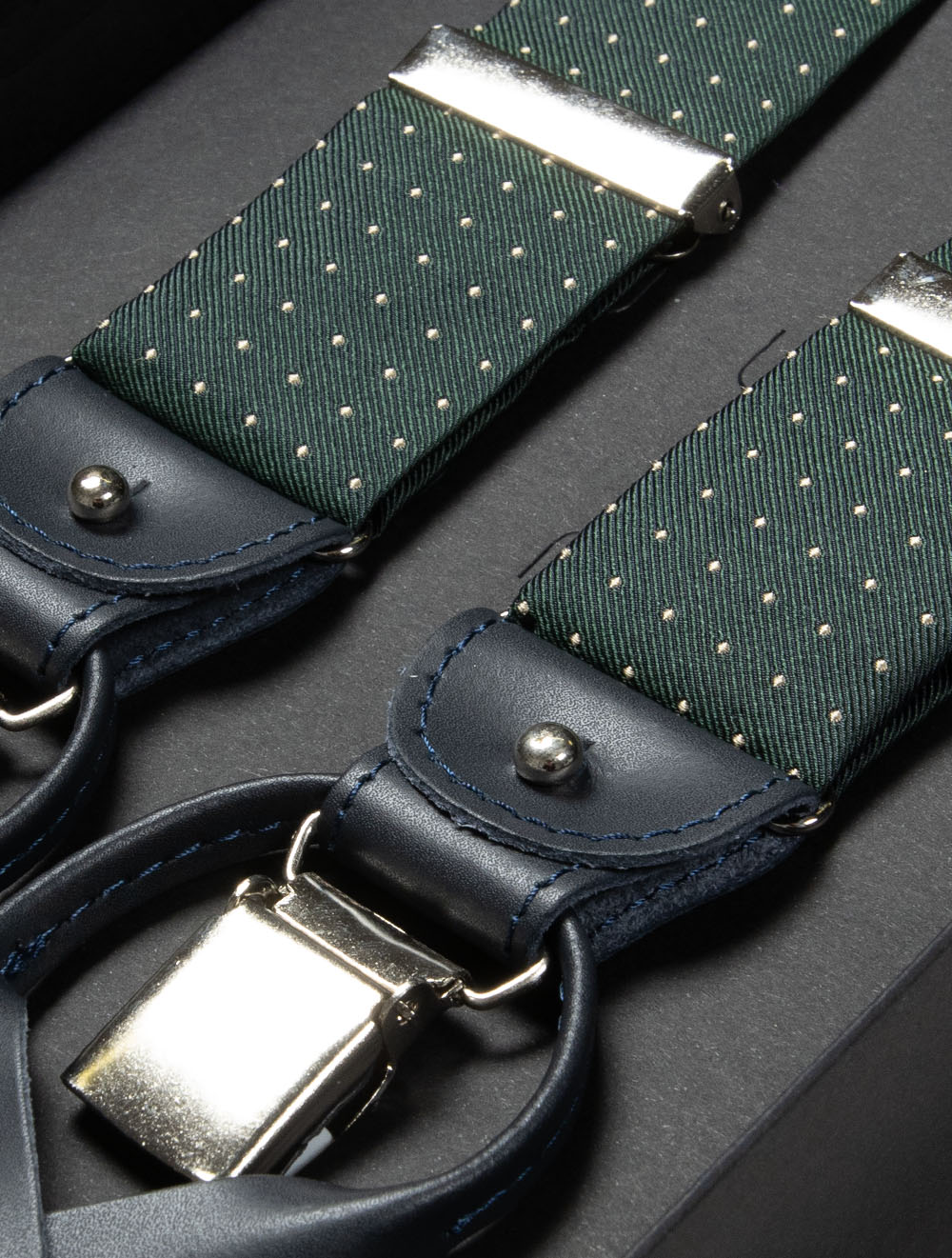 Silk Braces Clips And Buttons Green Dot