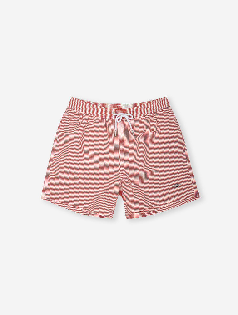 Striped Seersucker Swim Shorts Rose Red