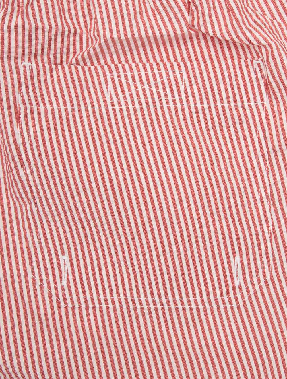 Striped Seersucker Swim Shorts Rose Red