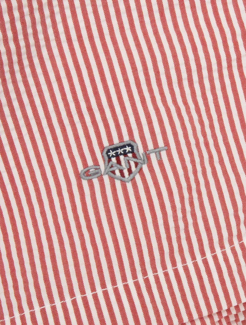 Striped Seersucker Swim Shorts Rose Red