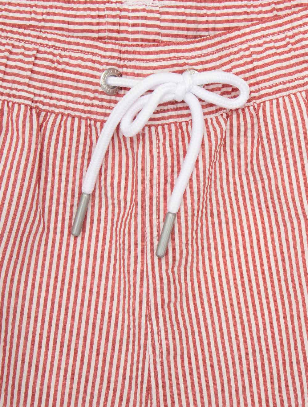 Striped Seersucker Swim Shorts Rose Red