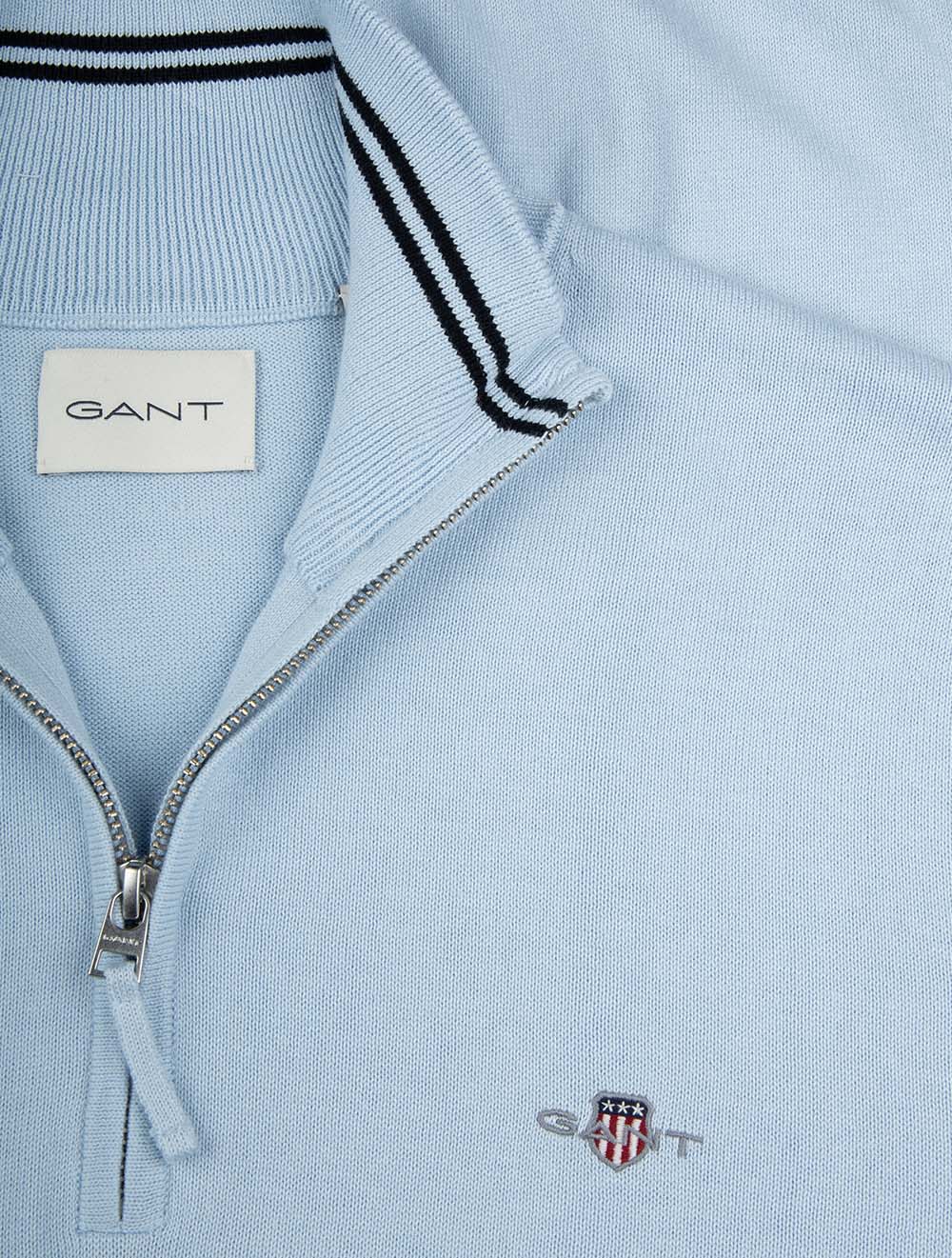 Classic Cotton Half Zip Sweater Fresh Blue