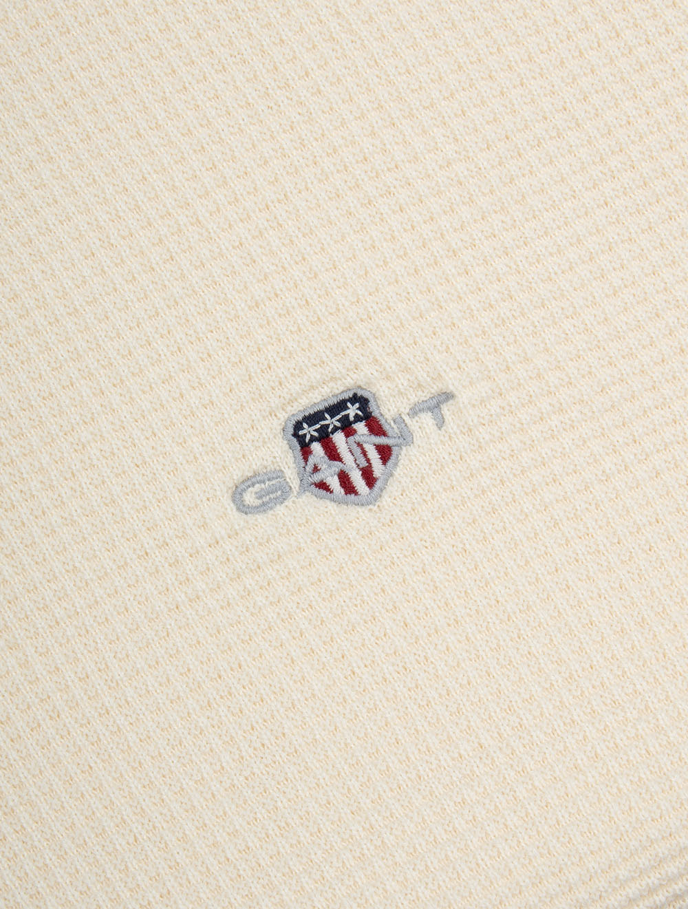 Micro Textured Cotton Short Sleeve Polo Cream