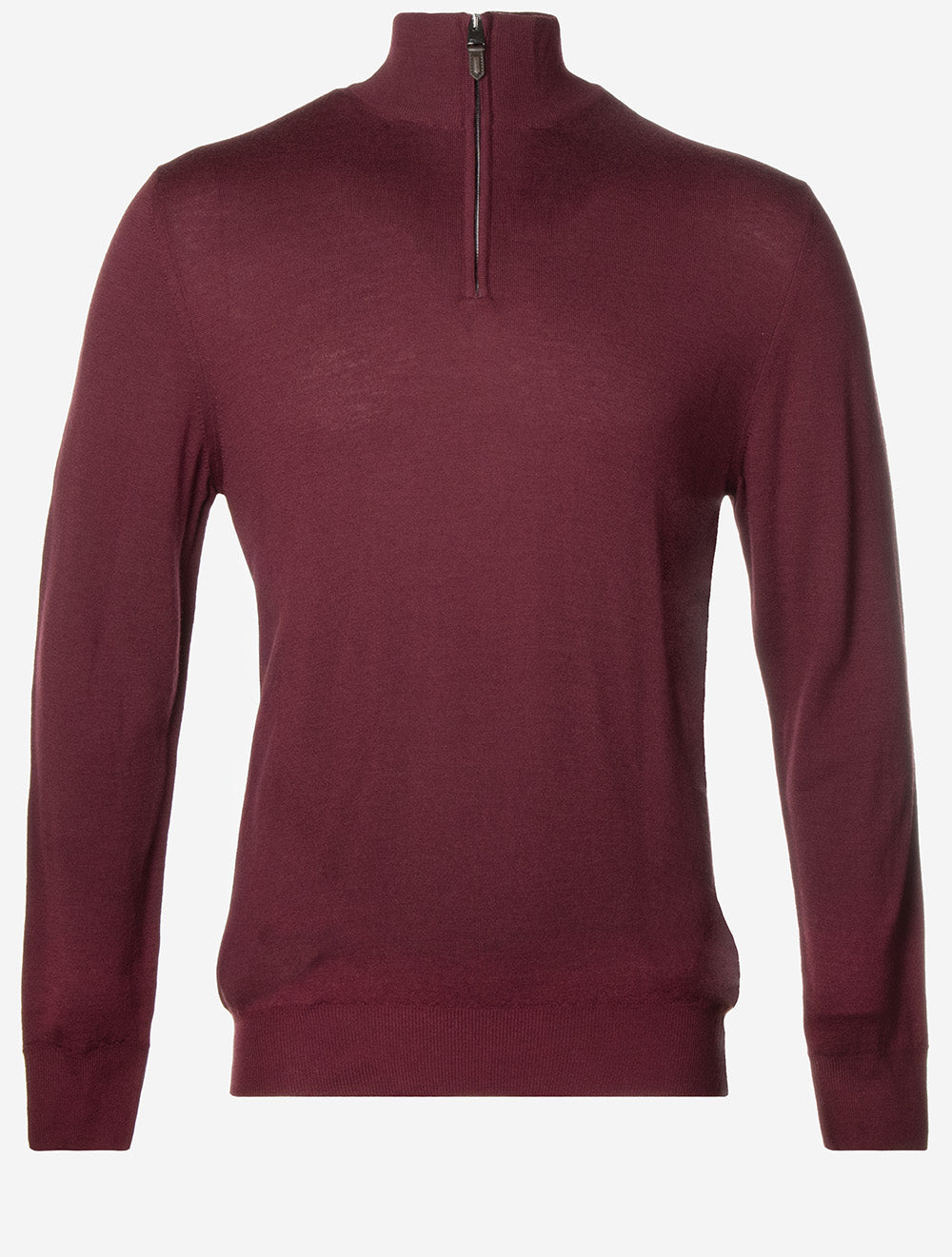 Pure Wool Half Zip Knit Wine