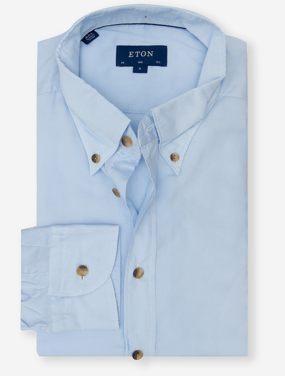 Plain button down Cotton Mix Casual Shirt-Blue