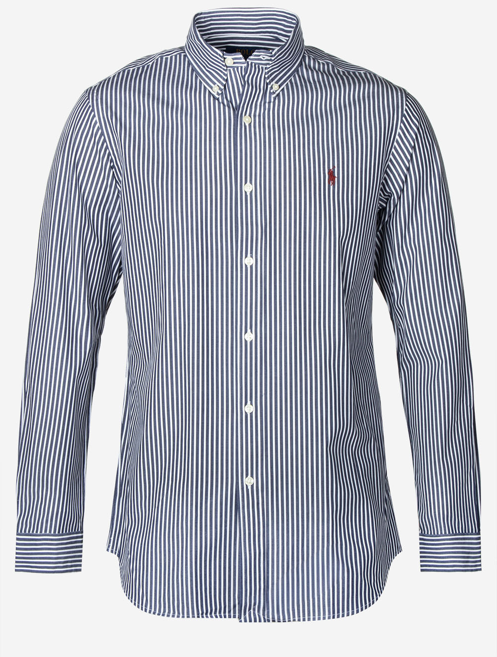 Striped Stretch Poplin Shirt Navy White