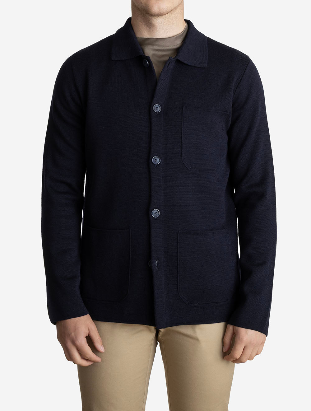 Merino Knit Overshirt Navy
