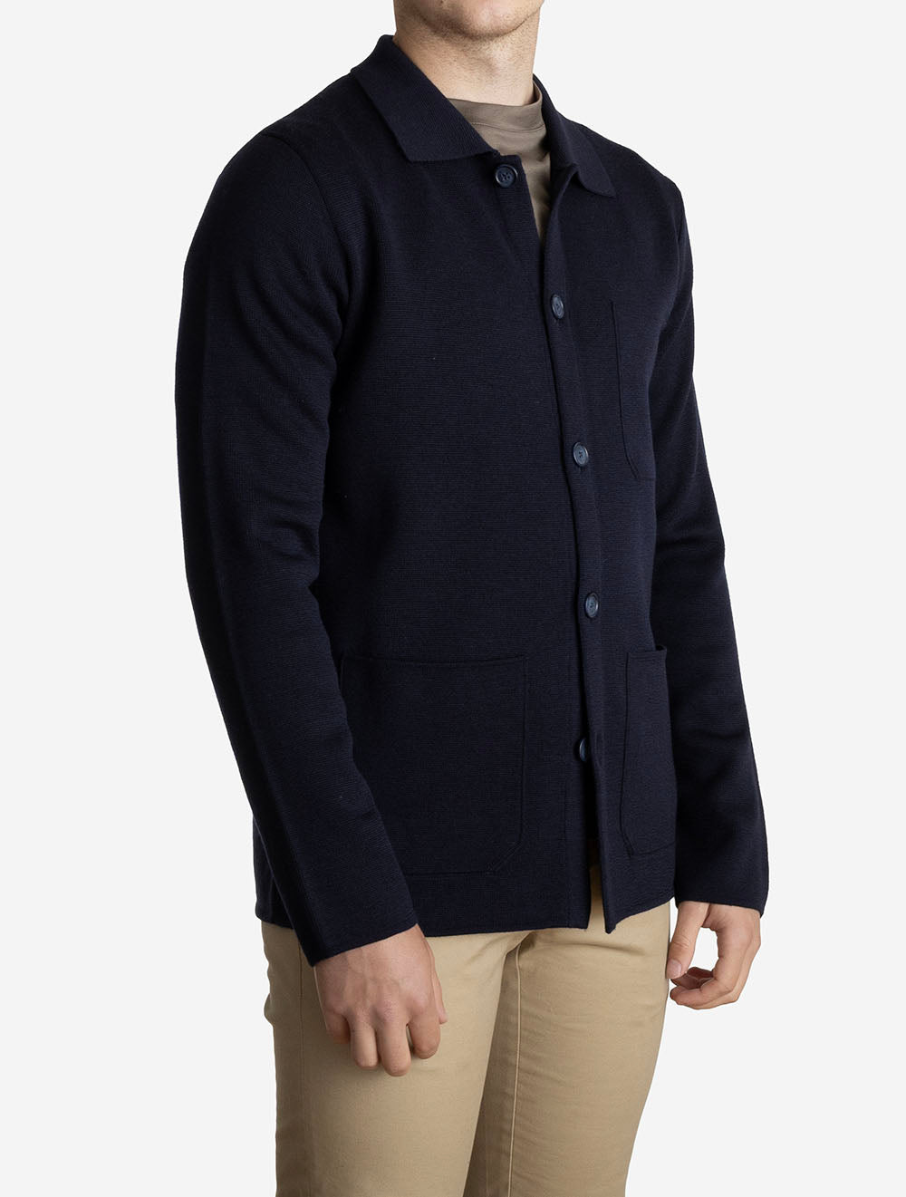 Merino Knit Overshirt Navy