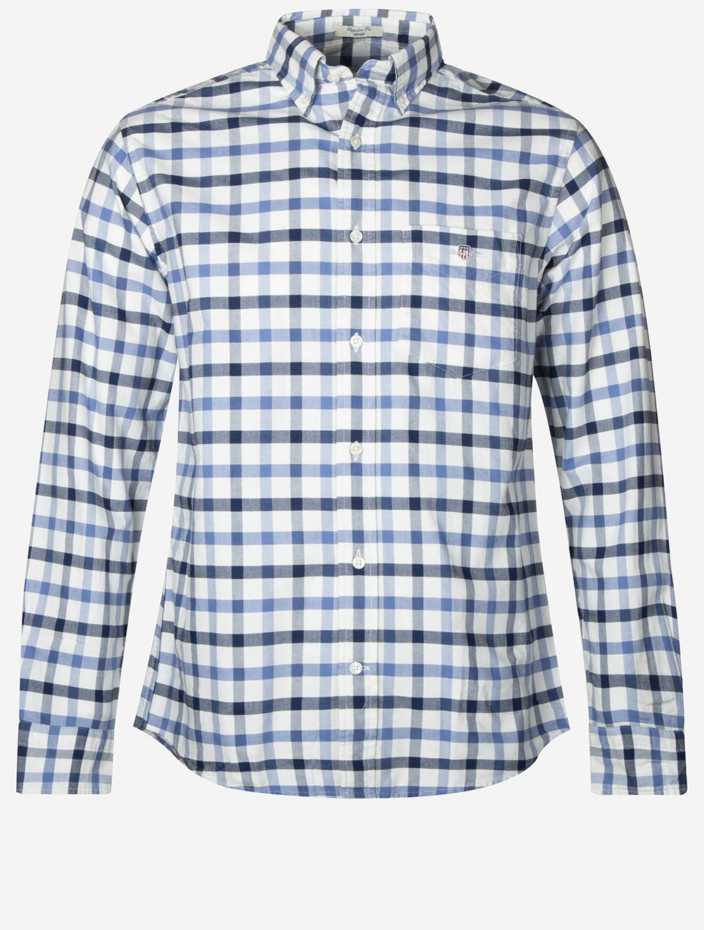 Regular Fit Oxford Check Shirt Faded Denim