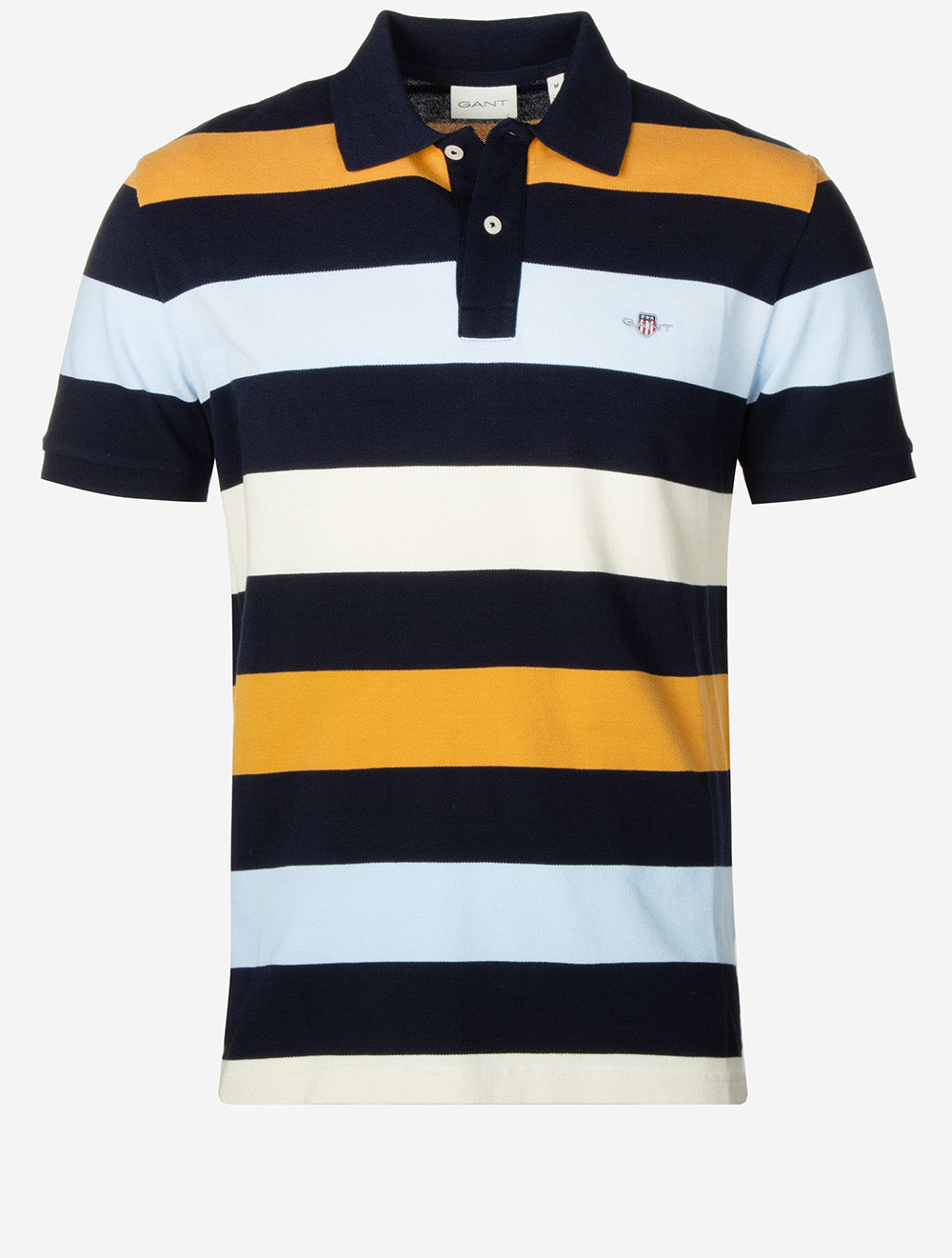 Striped Short Sleeve Polo Shirt Cream