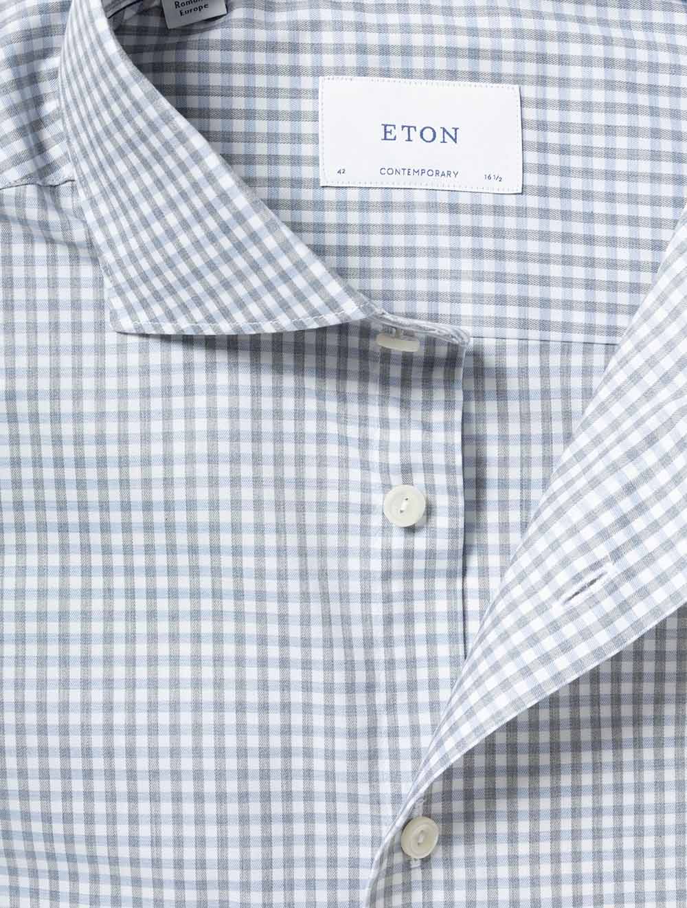 Contemporary Check Fine Twill Shirt Blue