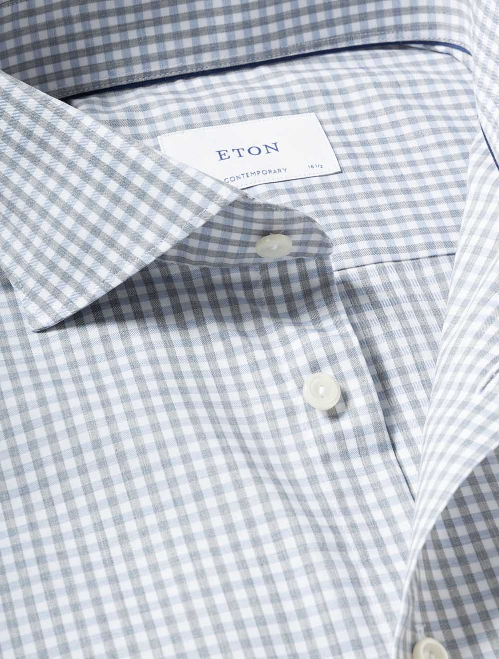 Contemporary Check Fine Twill Shirt Blue