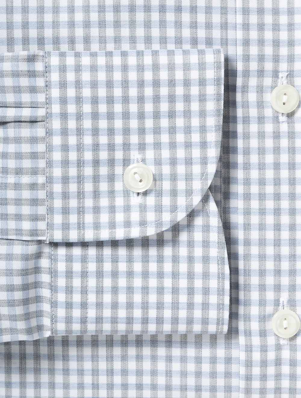 Contemporary Check Fine Twill Shirt Blue