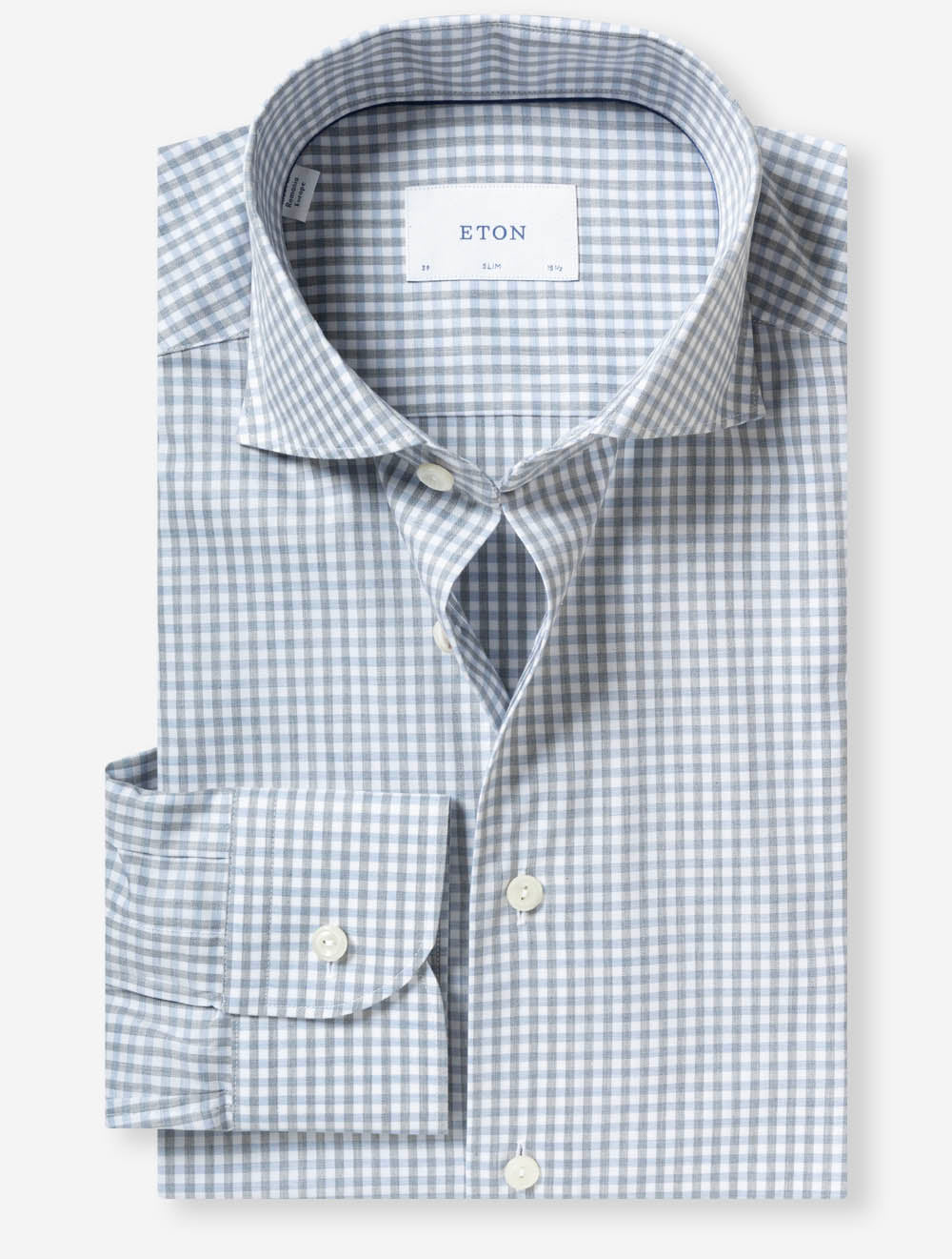Slim Check Fine Twill Shirt Blue