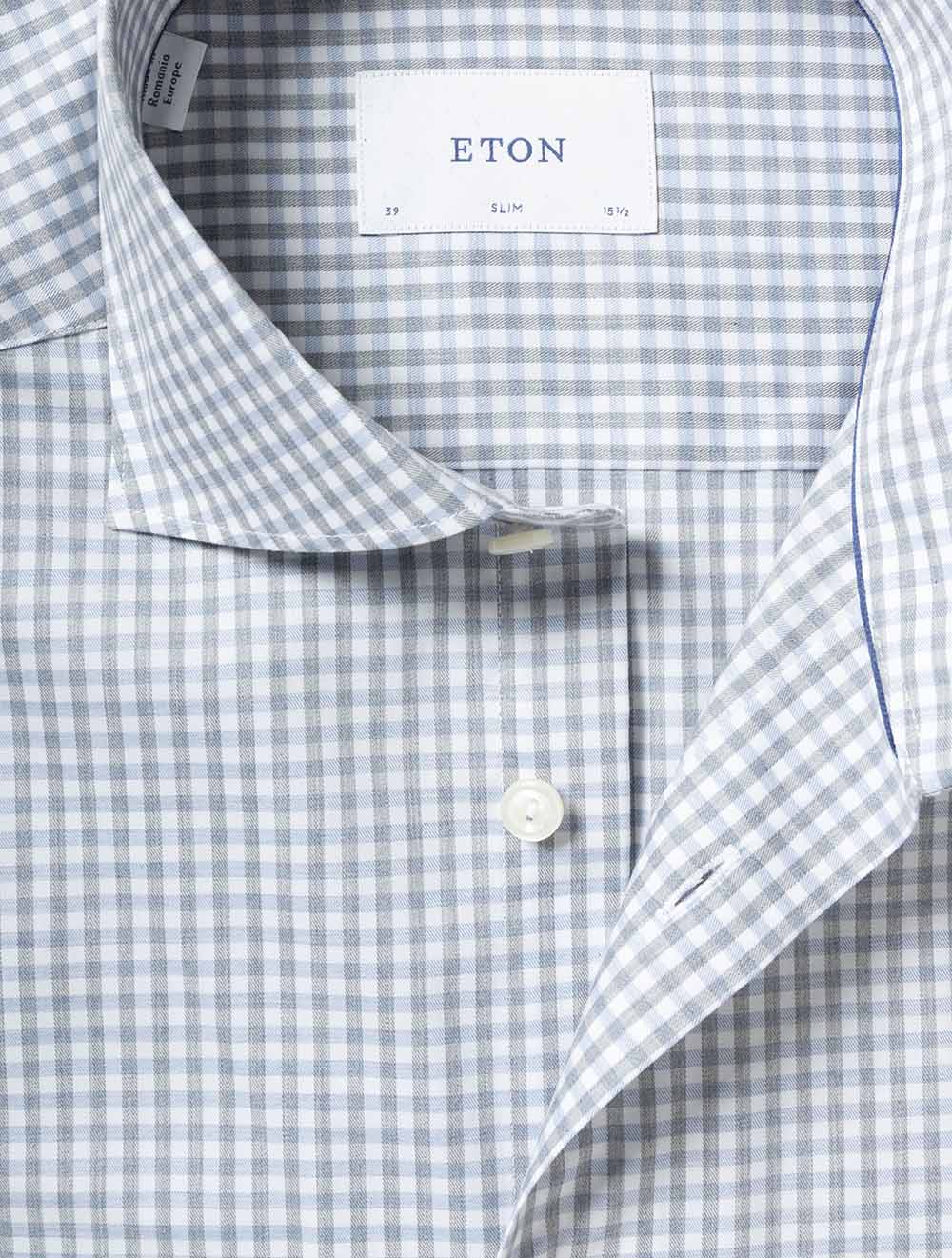 Slim Check Fine Twill Shirt Blue