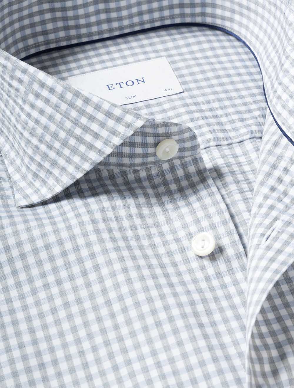 Slim Check Fine Twill Shirt Blue