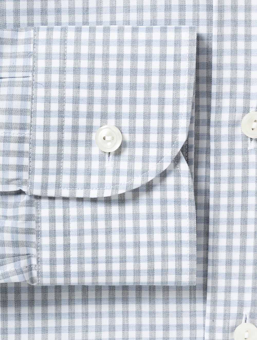 Slim Check Fine Twill Shirt Blue