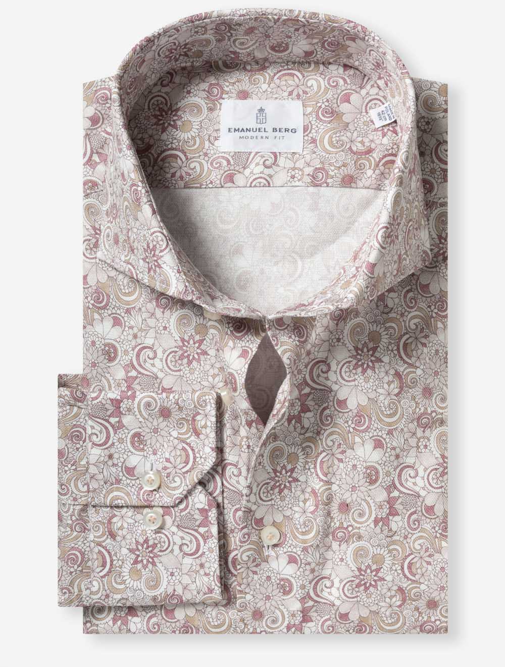 Modern Fit Mosaic Pattern Shirt Fuchsia