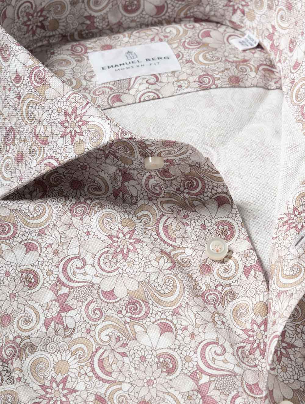 Modern Fit Mosaic Pattern Shirt Fuchsia