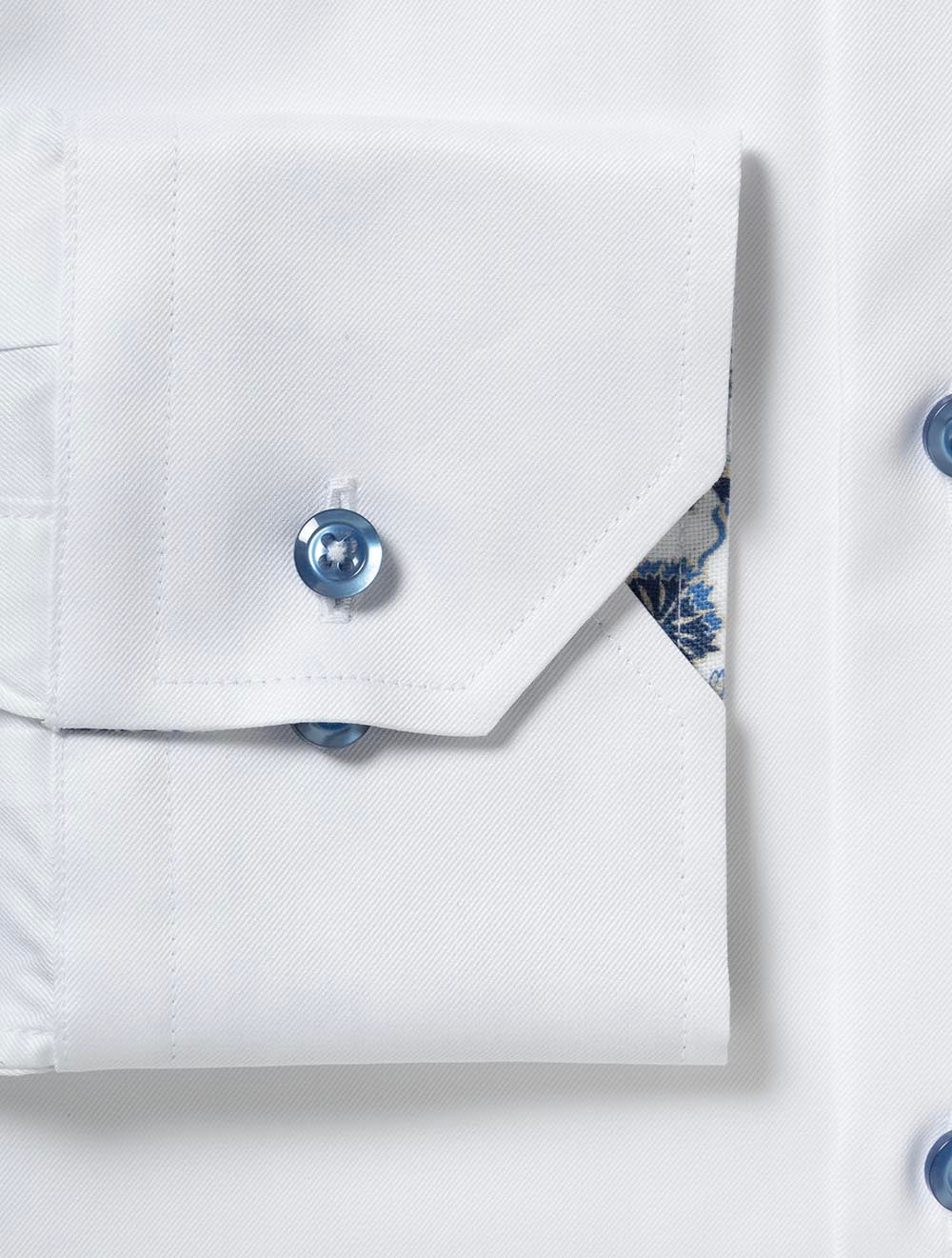 Regular Plain Shirt with Flower Inlay White