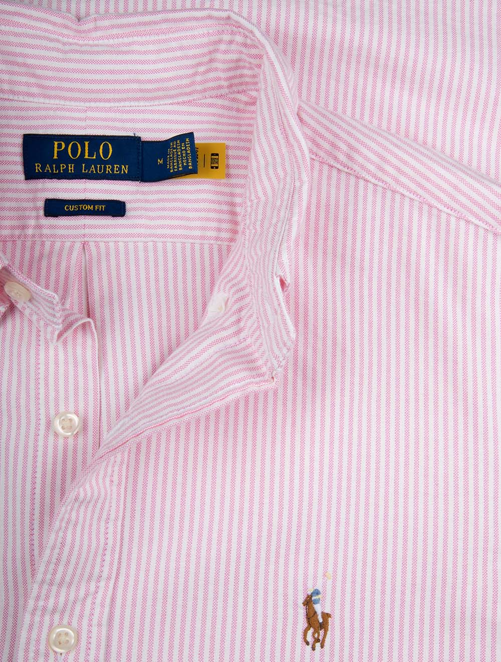 Custom Fit Striped Oxford Shirt Pink