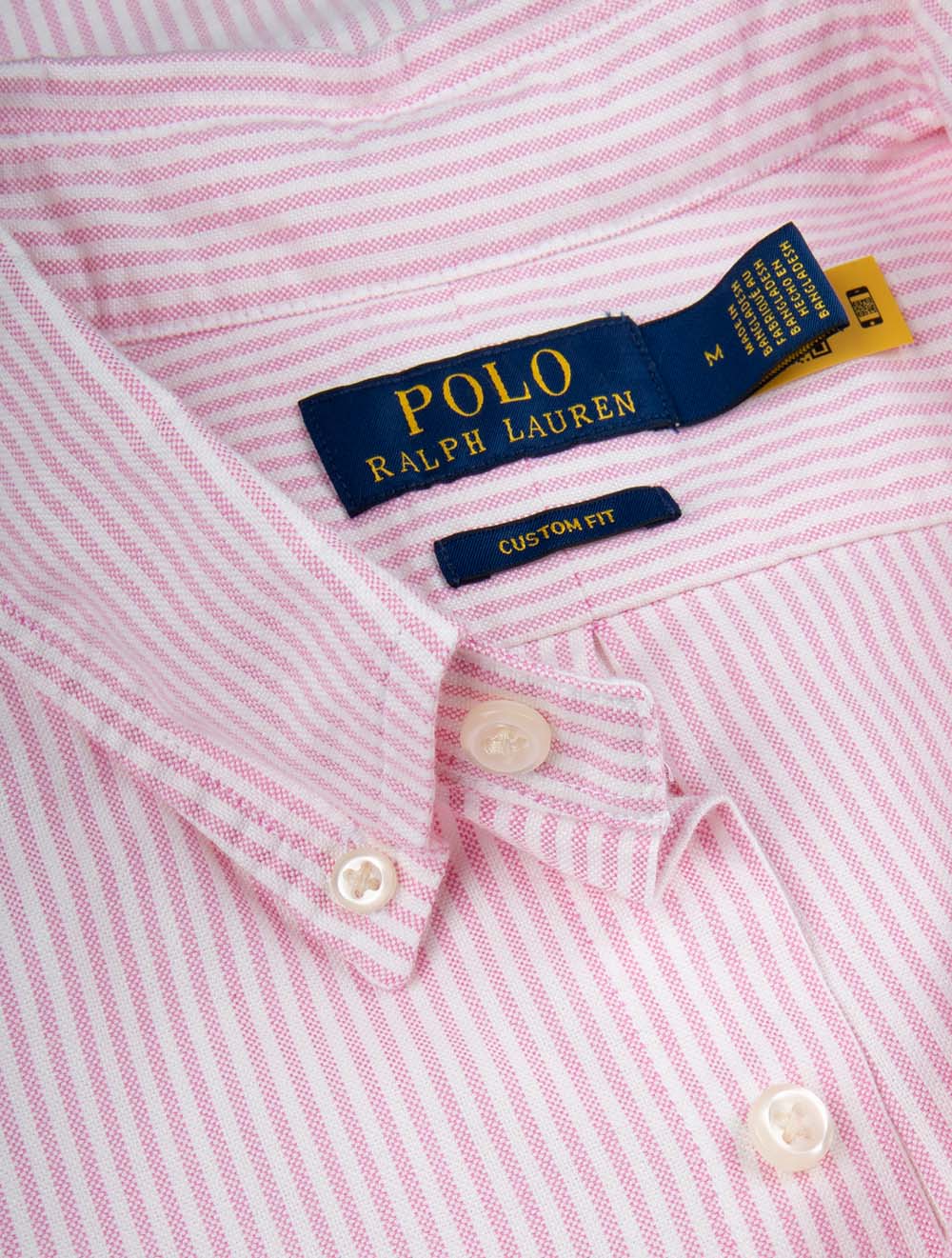 Custom Fit Striped Oxford Shirt Pink