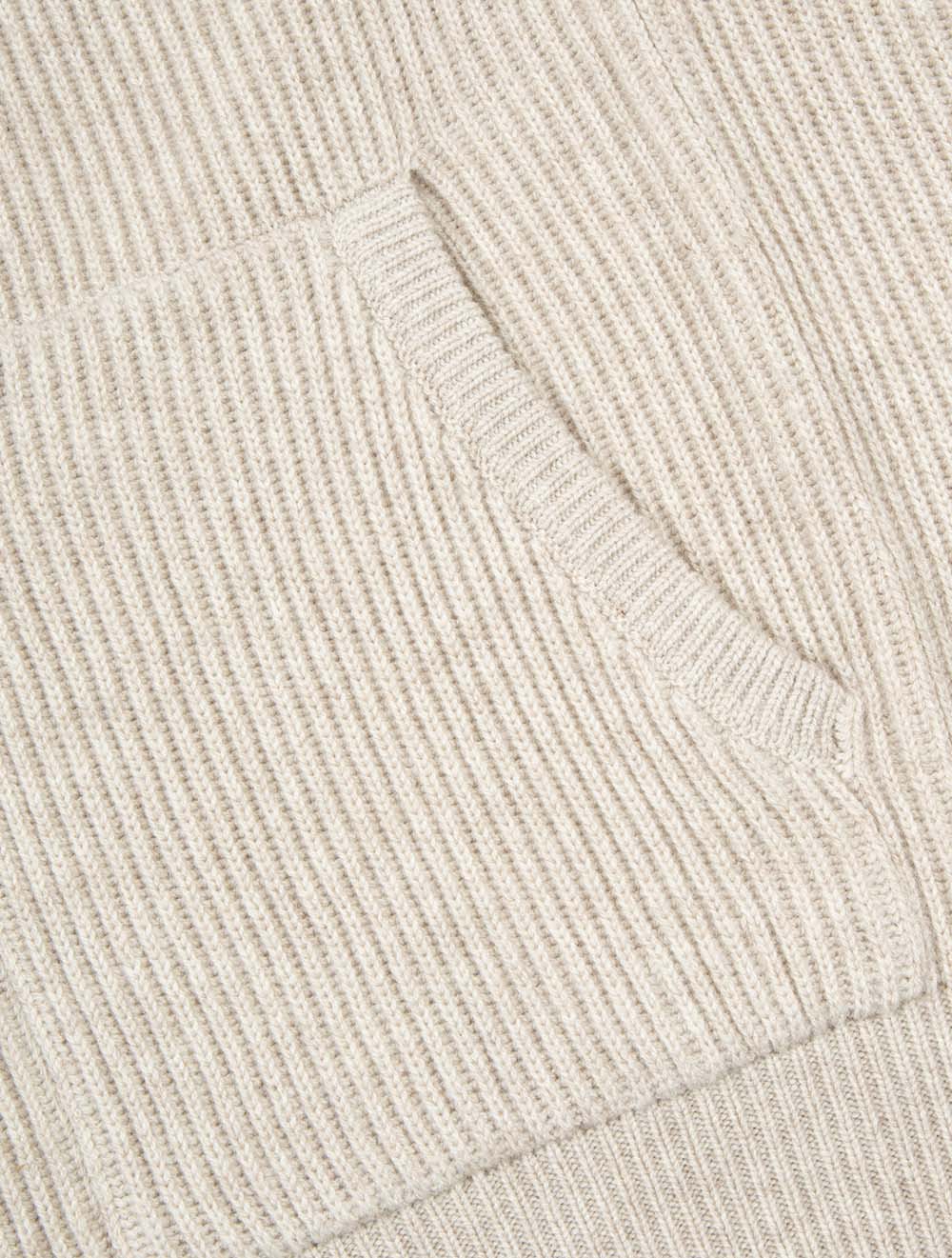 Ivory Knit Full Zip Hoodie Beige