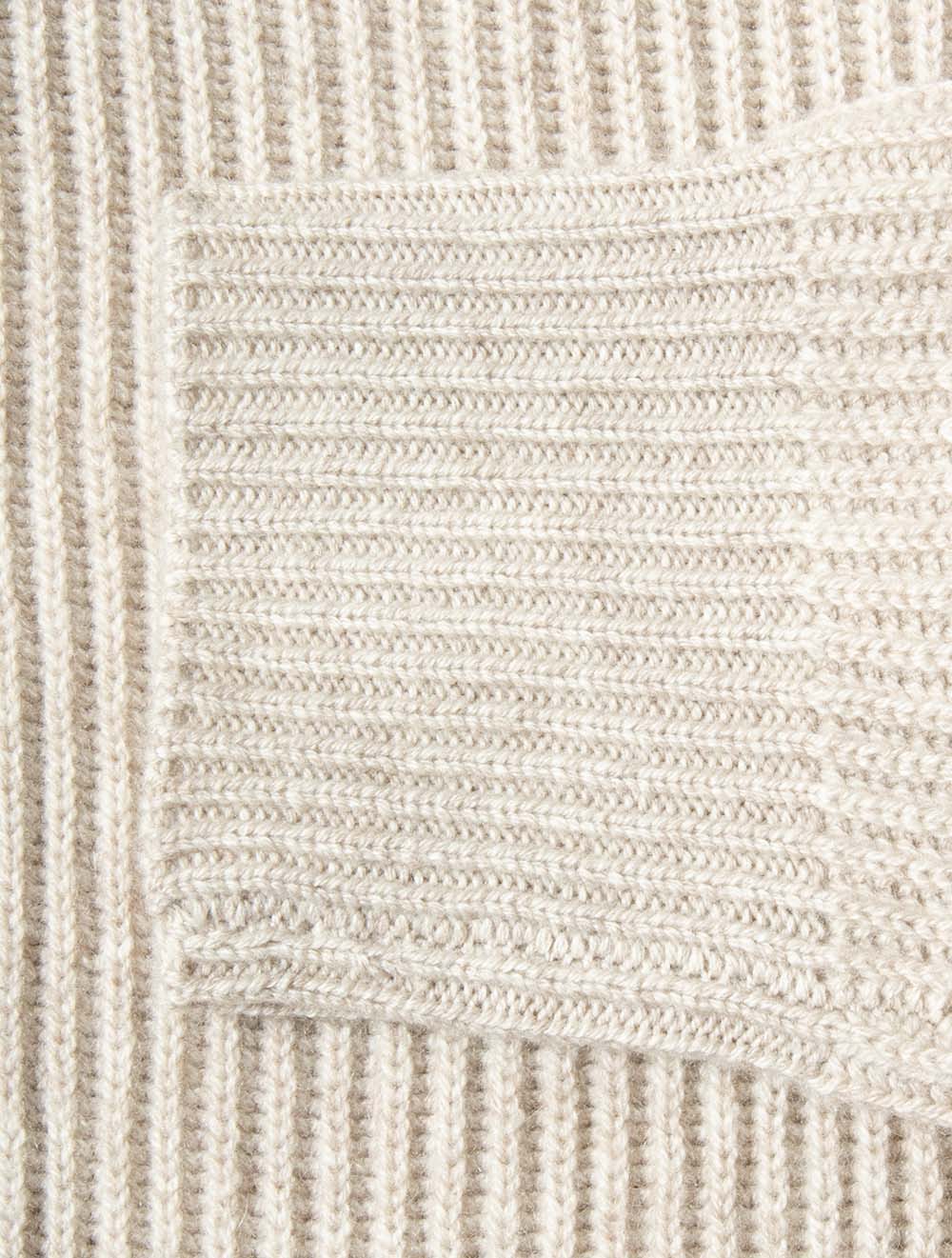 Ivory Knit Full Zip Hoodie Beige