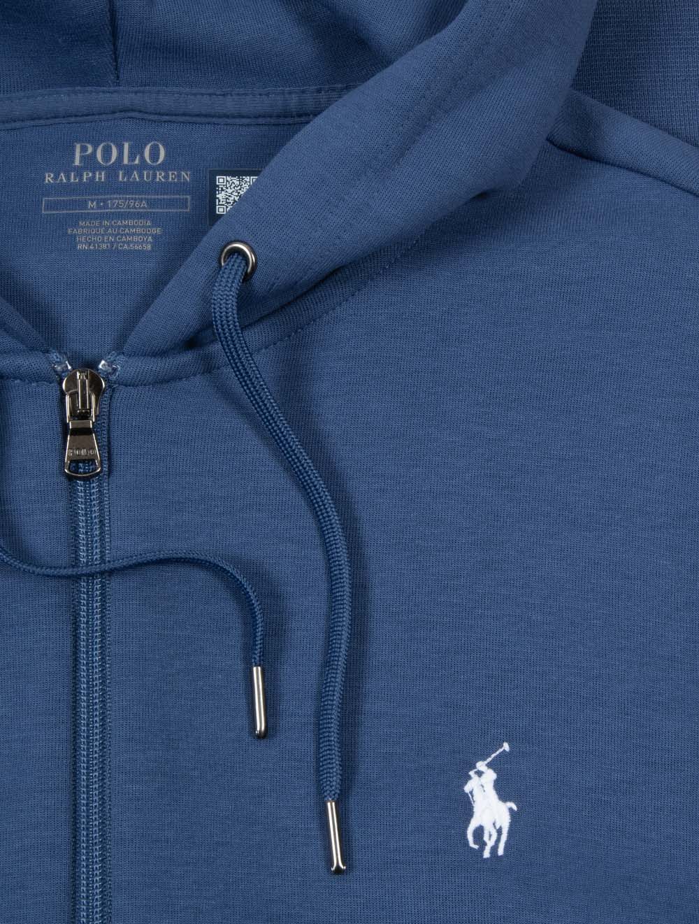 Double Knit Full Zip Hoodie Blue