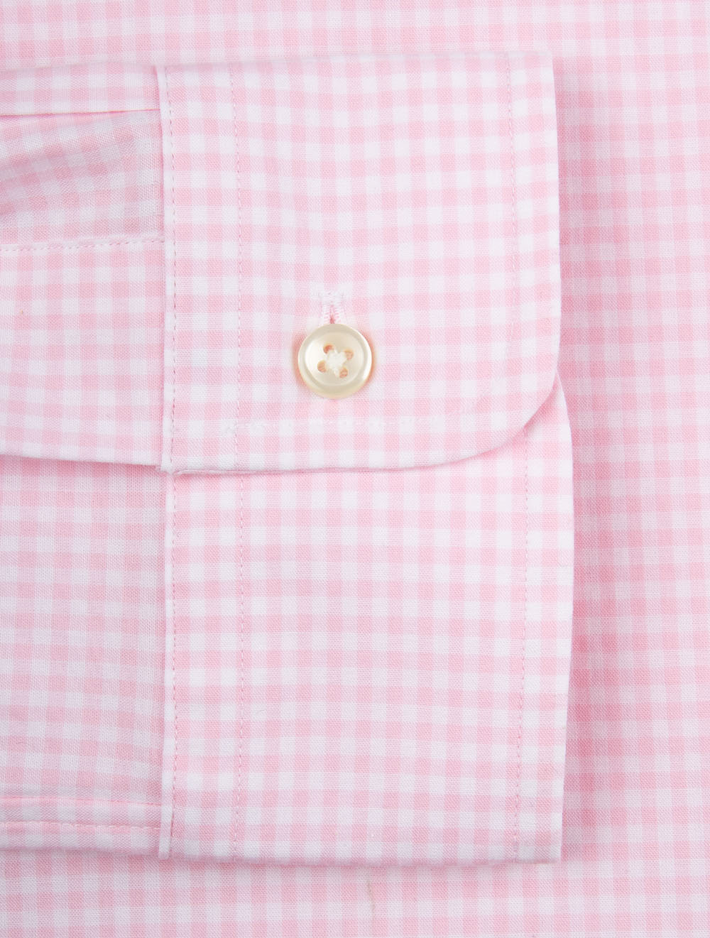 Gingham Cotton Poplin Slim Fit Shirt Pink
