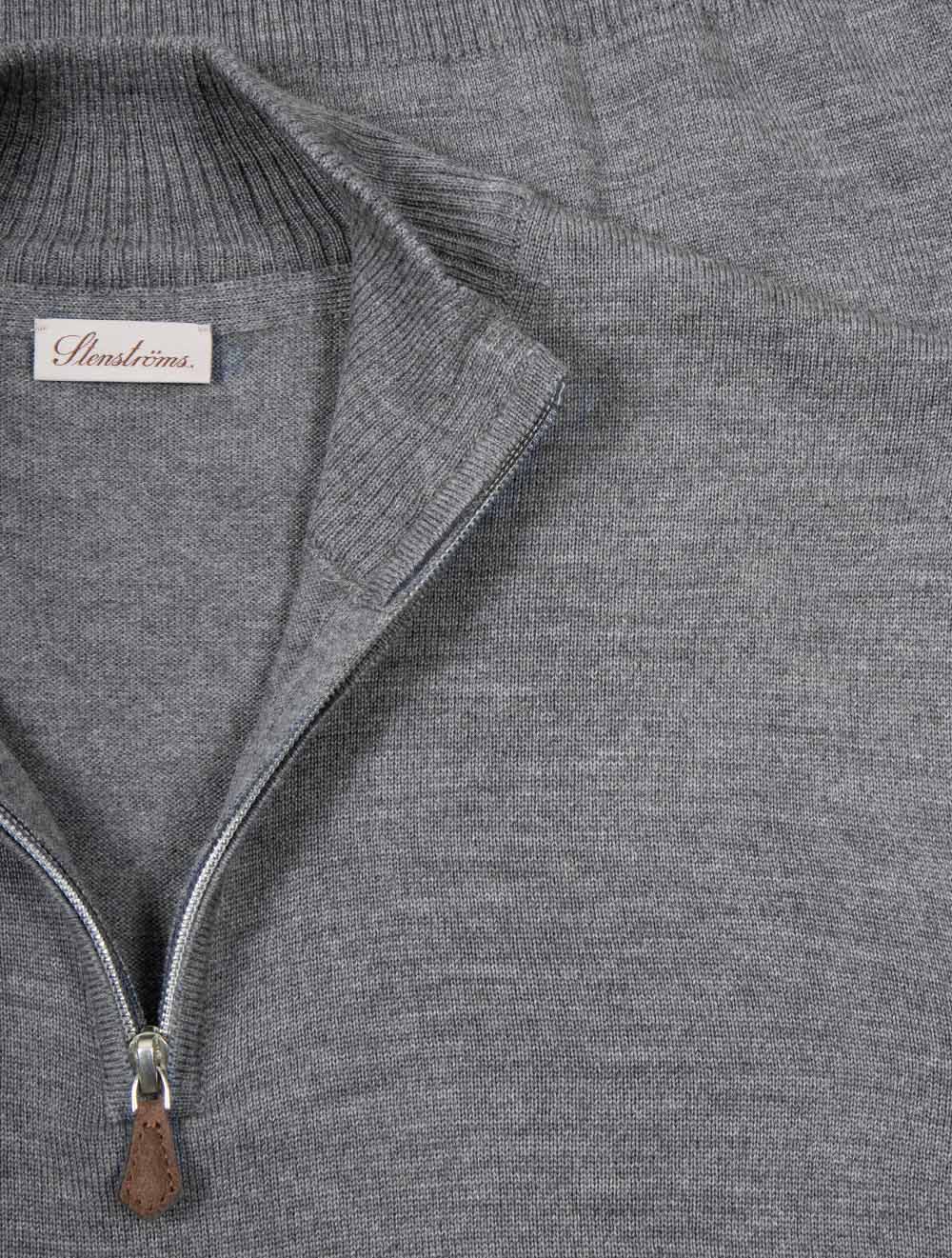 Merino Wool Half Zip Jumper Grey