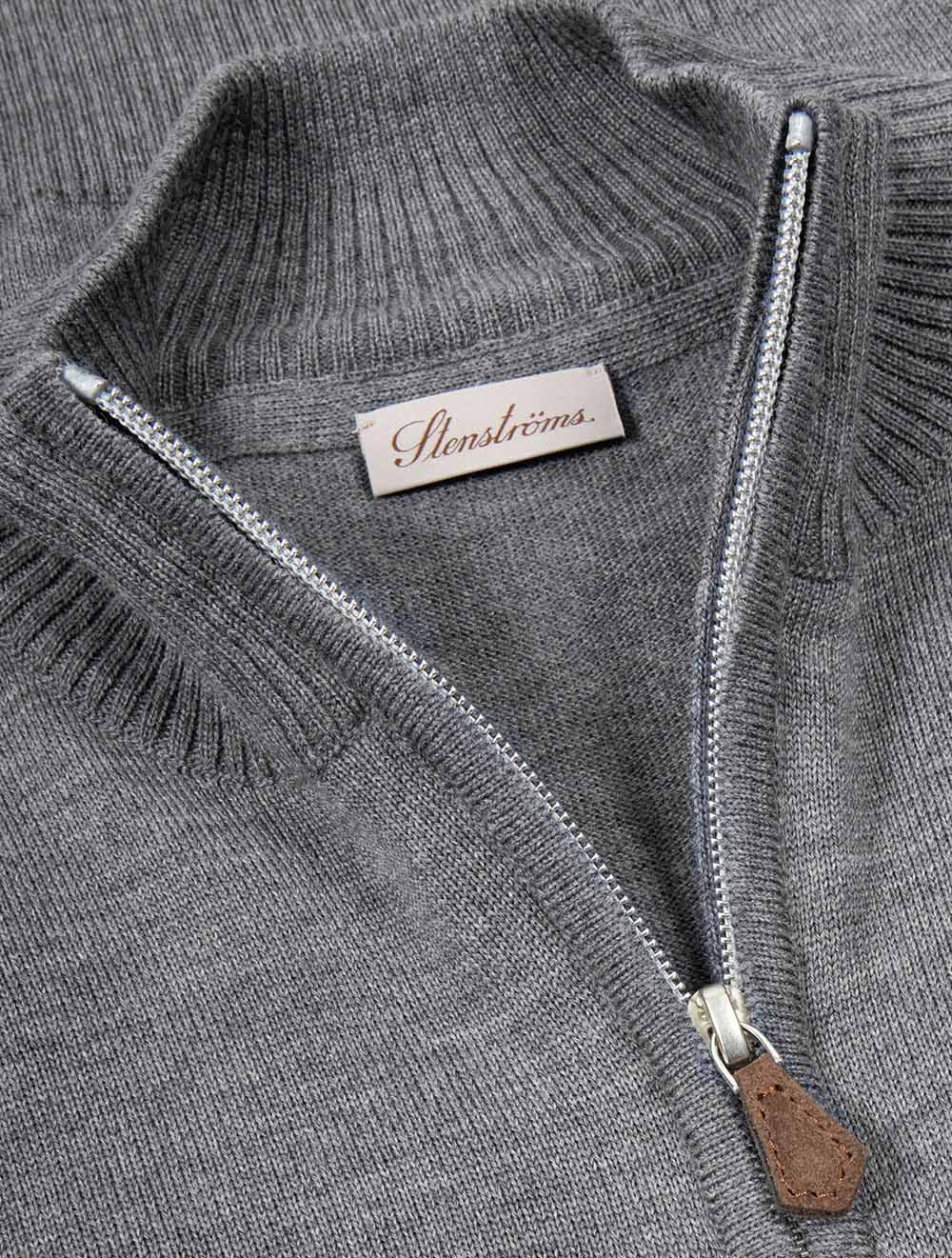 Merino Wool Half Zip Jumper Grey