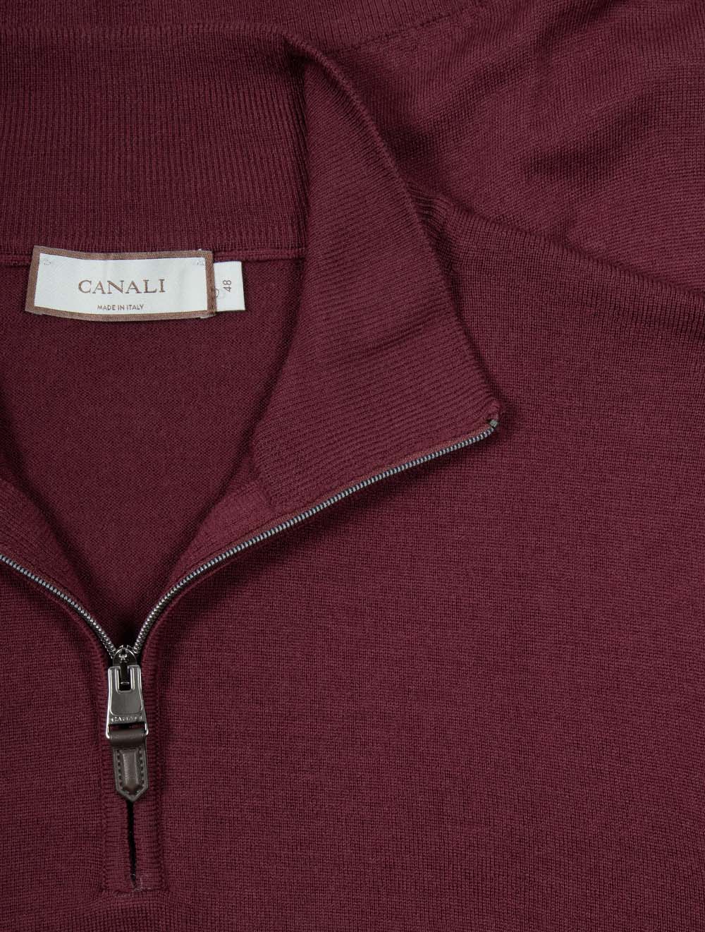 Pure Wool Half Zip Knit Wine