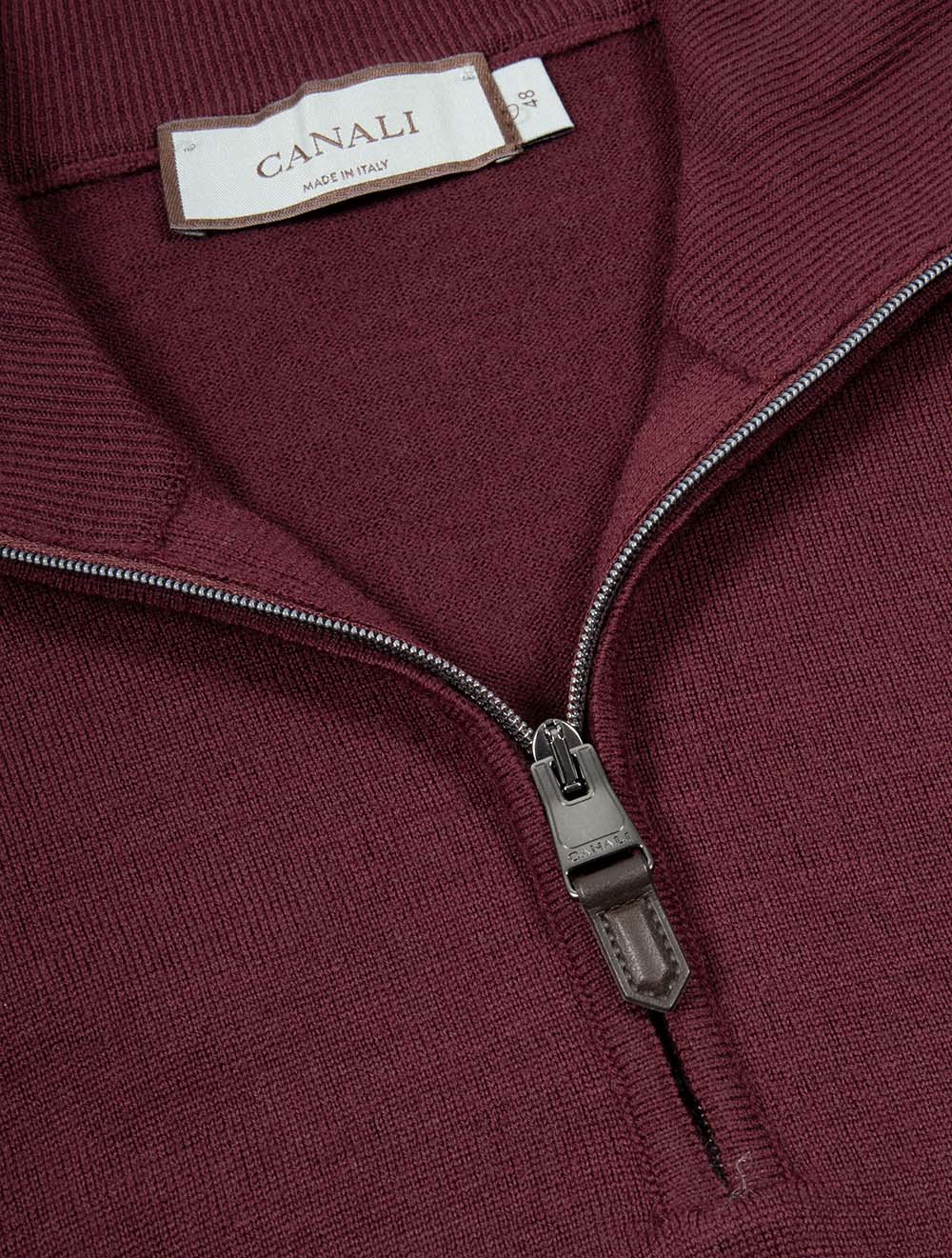 Pure Wool Half Zip Knit Wine