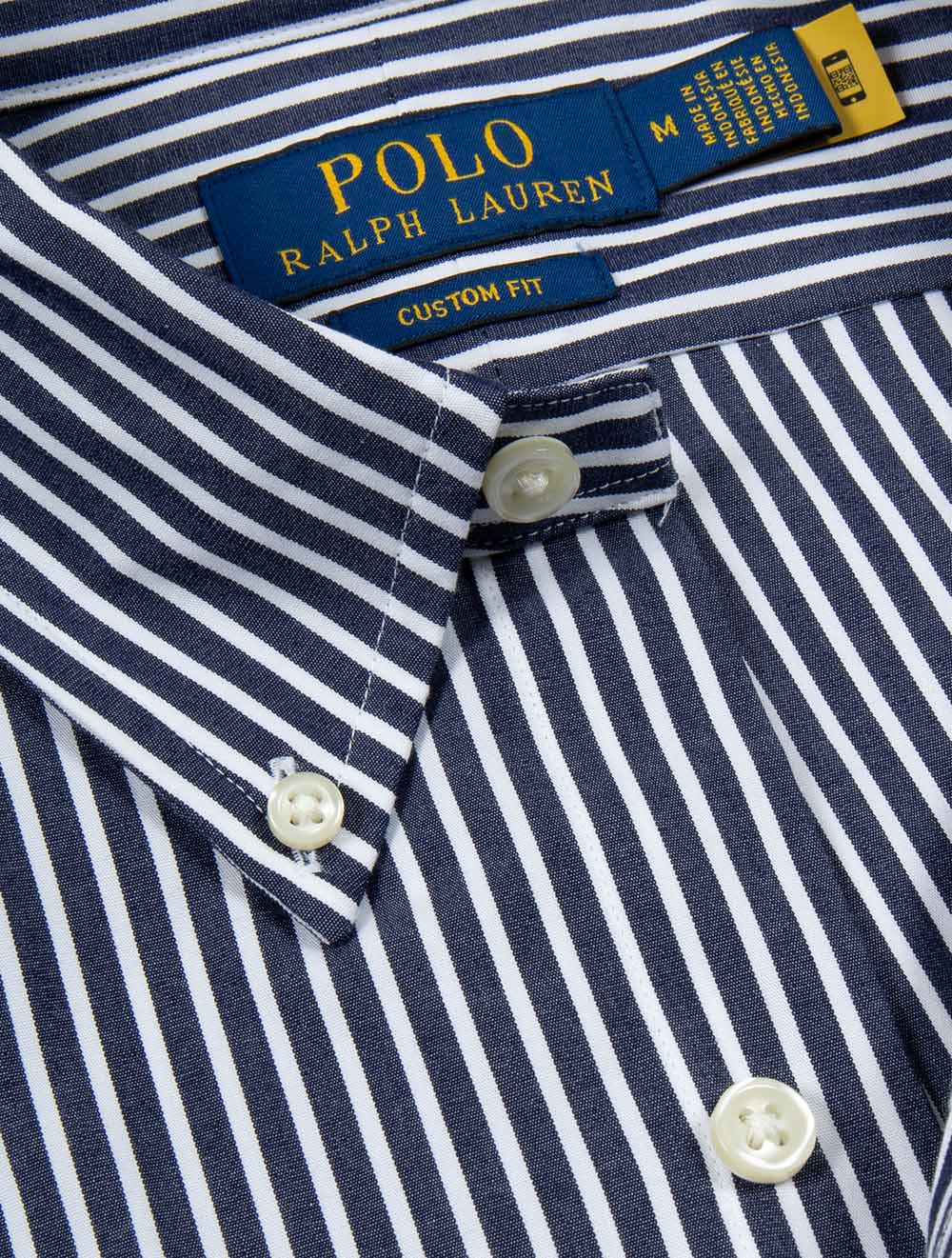 Striped Stretch Poplin Shirt Navy White